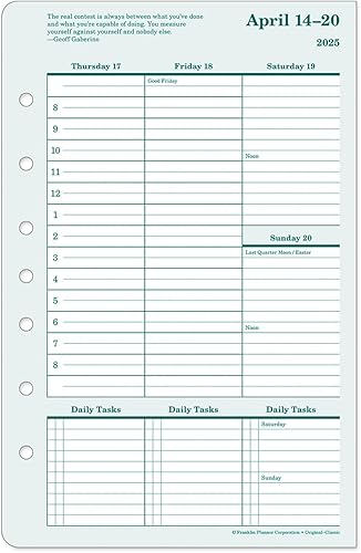 Miniatura 4 de FranklinCovey - Planificador semanal original encuadernado en anillo (clásico, abril de 2025 a marzo de 2026)