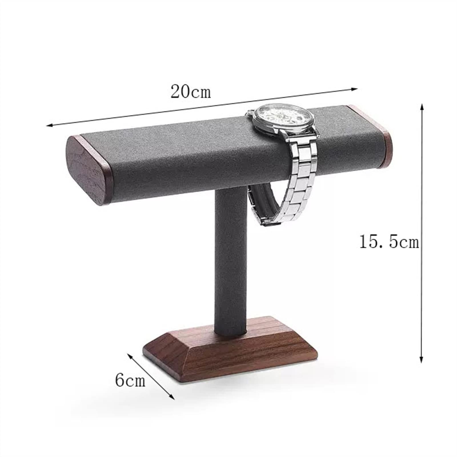 Supporto Per Gioielli In Legno Massello Con Barra A T - Espositore Per Orologi E Bracciali, Nero, 9x7x9,2 Cm