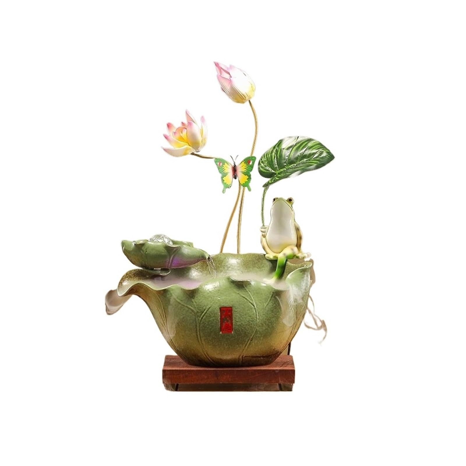 Water Feature Tabletop Water Fountain Chinese Style Lotus Flowing Ornaments Home Office Deco Indoor Fountains