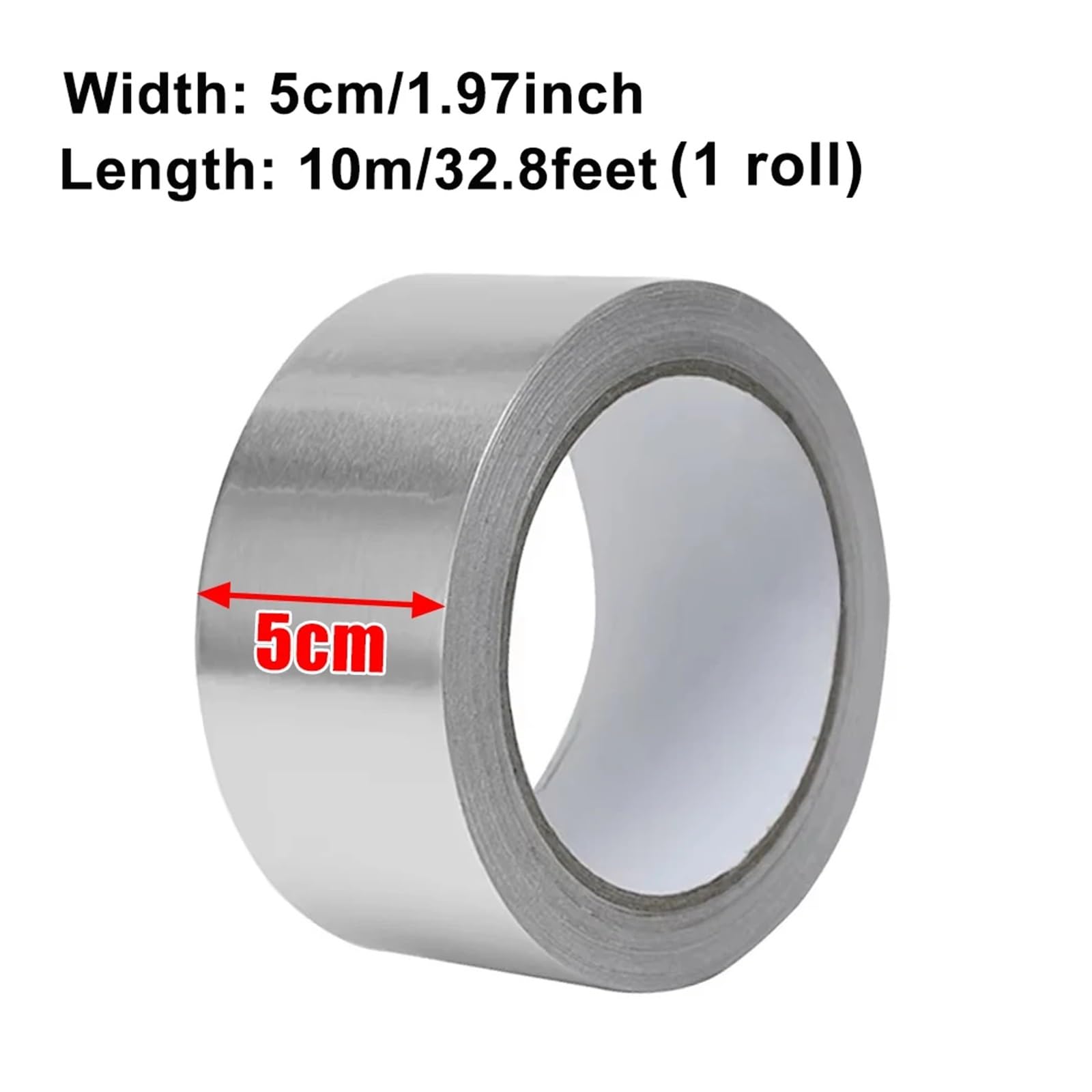 Nastro in alluminio argentato resistente al calore, adesivi anti-perdite, riparazione di toppe, nastro adesivo anti-perdite, adesivi impermeabili for cucina(10M (1 ROLL)_5CM)