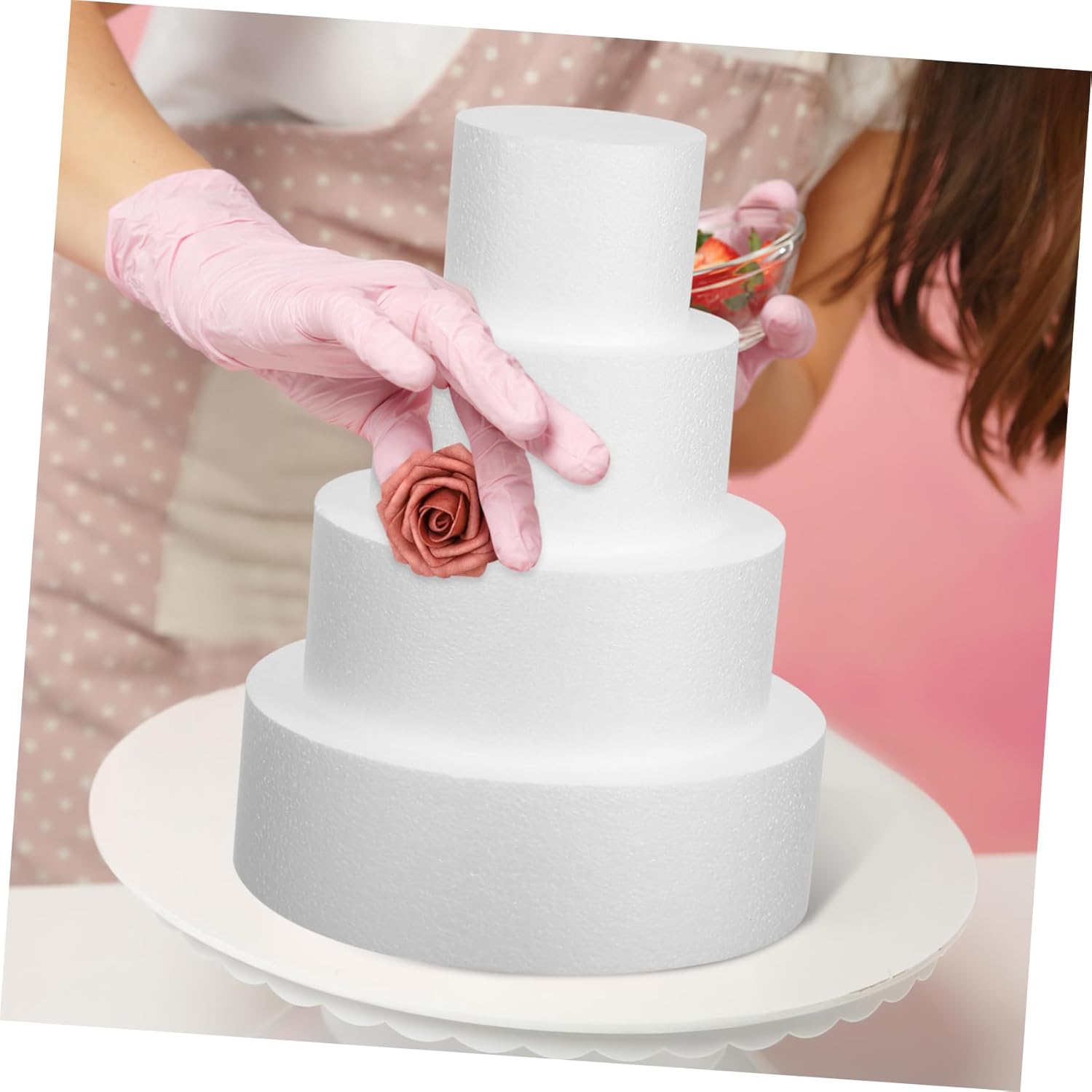 4pcs Round Foam Cake Molds Fake Wedding Cake Display Dummies Baking Practice Tool for Decorating and Photography