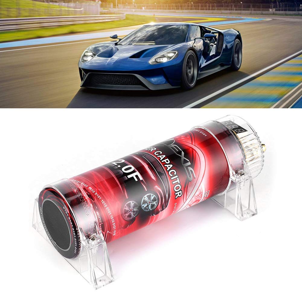 LED Rojo Apagado automático 2.0 faradios Condensador de Potencia de Audio, Condensador de Audio del automóvil, para Sistemas de hasta 2000W