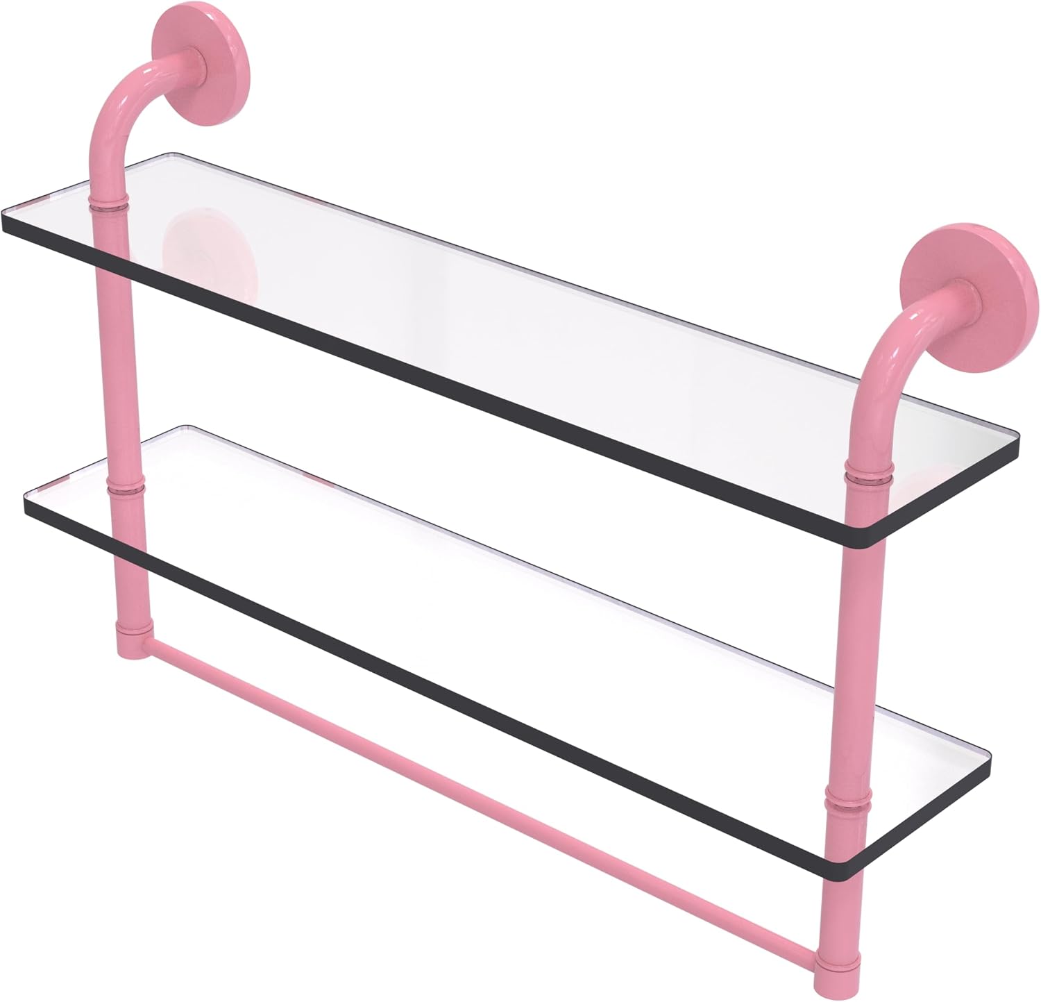 Allied Brass RM-2-22TB-BKM Remi Collection 22 Inch Two Tiered Glass Integrated Towel Bar Shelf, Matte Black