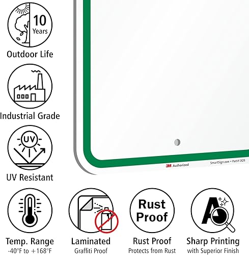 Miniatura 7 de SmartSign Letrero de metal de escritura de 18 x 12 pulgadas, aluminio de 63 mil, material reflectante laminado 3M, verde y blanco