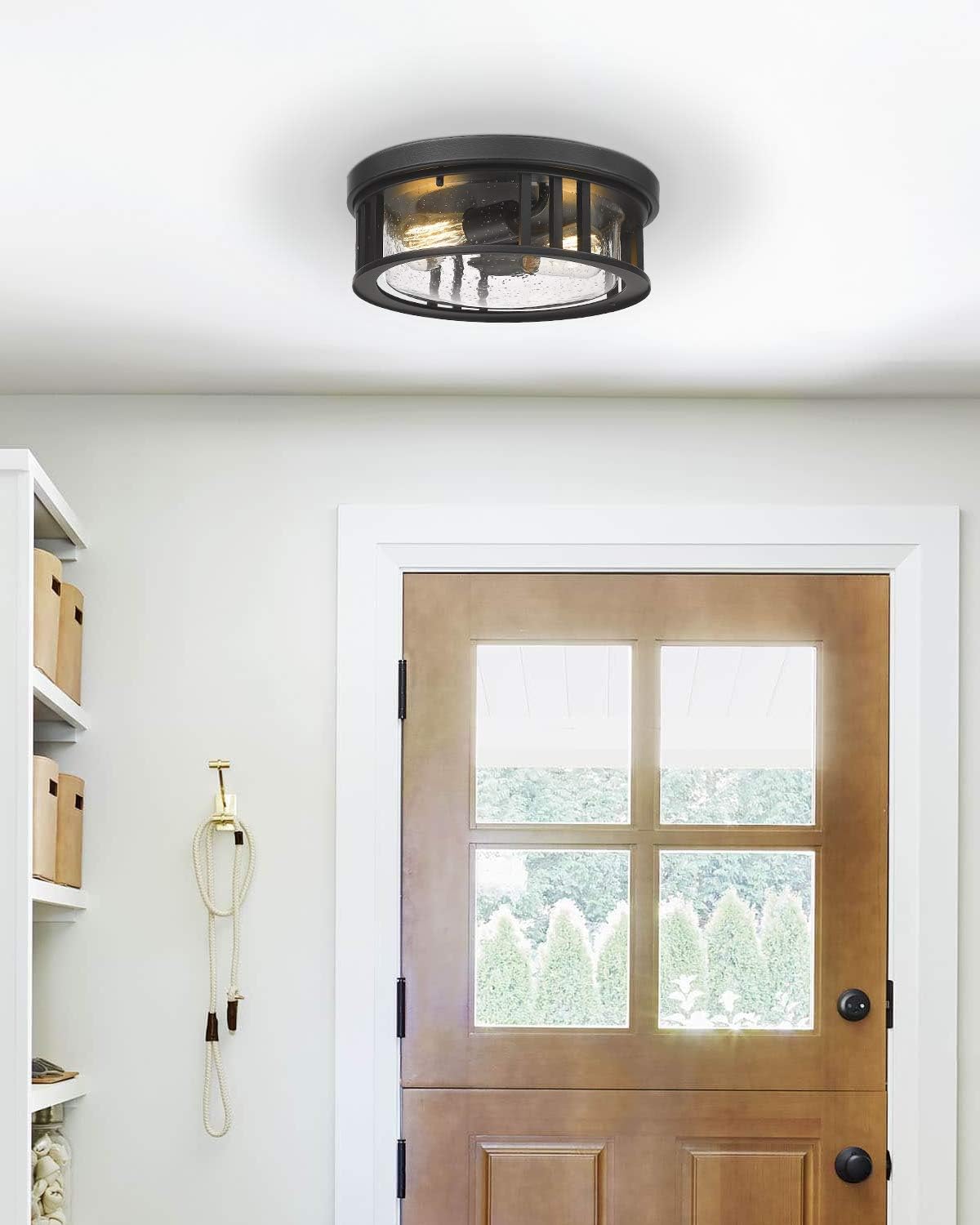 60% оƒƒ Dіѕсоunt FEMILA 2-Light Flush Mount Ceiling Light, 13inch Industrial Ceiling Light Fixture, Black Finish with Seeded Glass, 4FW17-F BK Flаѕh Sаlе FEMILA 2-Light Flush Mount Ceiling Light, 13inch Industrial Ceiling Light Fixture, Black Finish with Seeded Glass, 4FW17-F BK