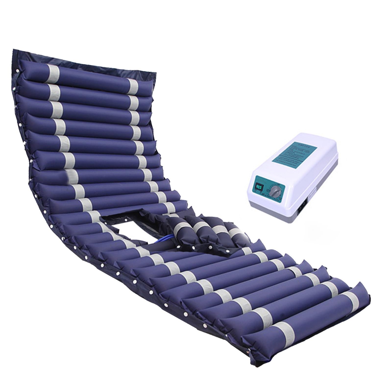 Materasso Antidecubito con Compressore, Impermeabile E Traspirabile, Design Regolabile A Doppio Tubo per Anziani E Cura della Pressione, Portata 135 kg, 200×90 CM(with Access Hole)