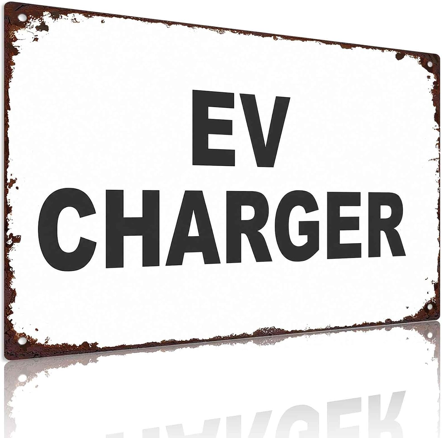 EV Charger Vintage Metal Wall Art Signs 8X12 Inch