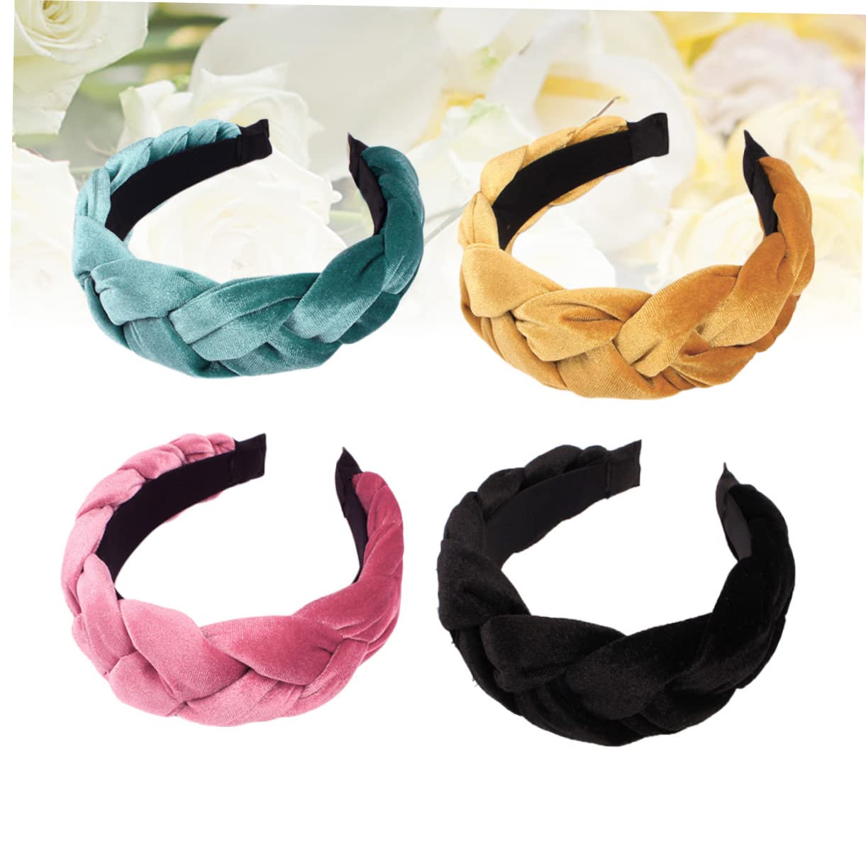 DOITOOL 4piezas Diadema Trenzada Ancha de Pelusa Cabello Accesorios para Mujeres Diseño de Aro de Lavado de Cara
