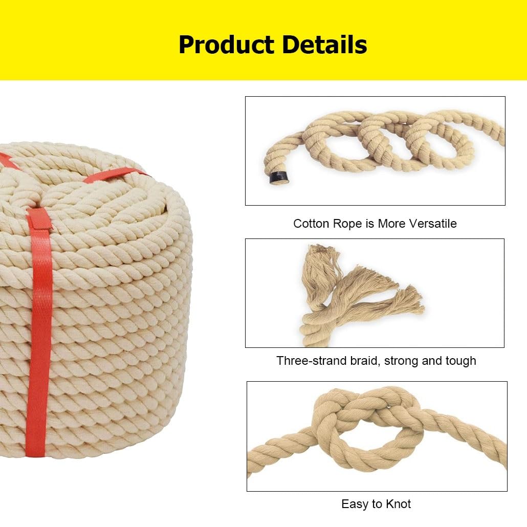 Cuerda de poliéster, 3 hebras trenzadas, 1/2-1 pulgada de diámetro, 10-100 m de longitud para manualidades y decoración, duradera y versátil