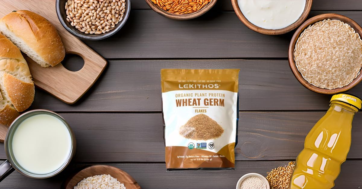 Organic Wheat Germ Protein 2.5 lb, USDA Organic Plant-Based Superfood, 8g Protein, European Quality Flakes, Nutrient-Rich Daily Wheat Germ Supplement, 8 Servings, Non-GMO, Vegan