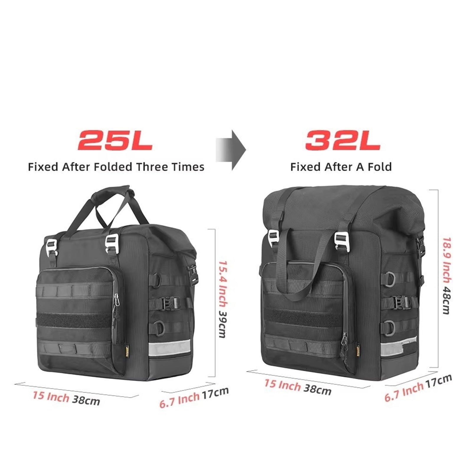 Moto Sacoche Selle Sacoche Latérale De Moto Étanche 25 L-32 L Extensible À Dégagement Rapide Forme 3D Sac Rangement Pour 1 Pièce