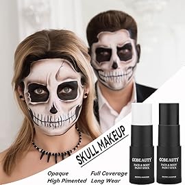 CCbeauty Black Face Paint Stick, Face Painting Kit, Full Coverage SFX Makeup Foundation, Professional Non-Toxic Body Paint for Halloween Costume Cosplay Party, Skeleton, Clown, Catrina Makeup