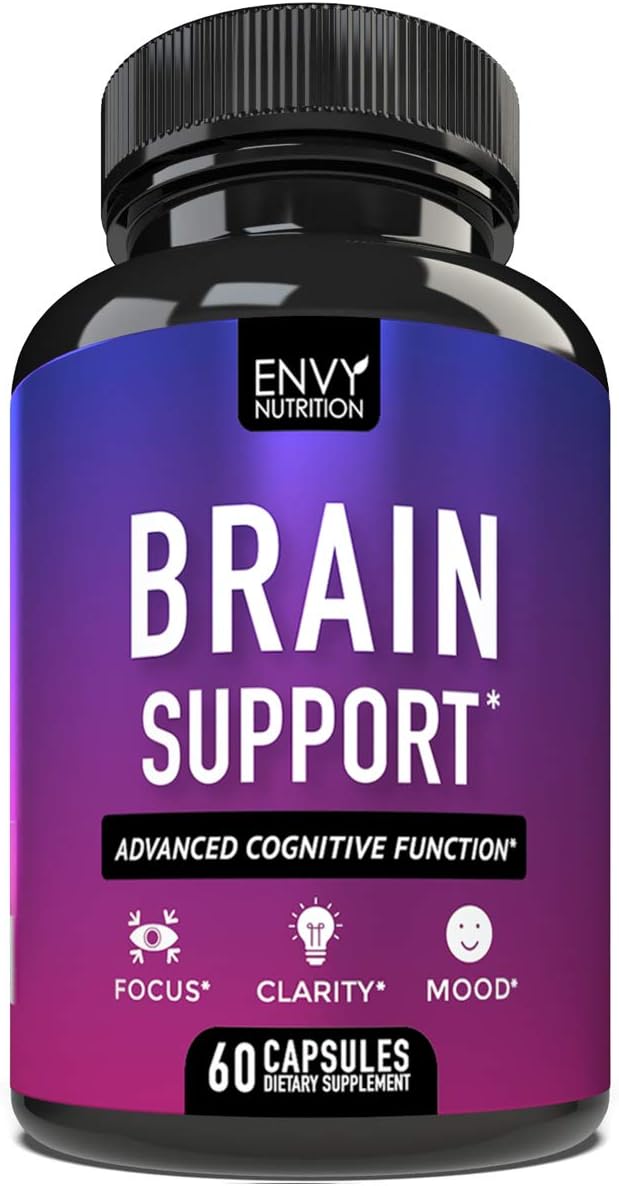 Brain Support Supplement - Advanced Cognitive Function - Boost Memory, Clarity, Mood & Focus - 60 Supplement Capsules