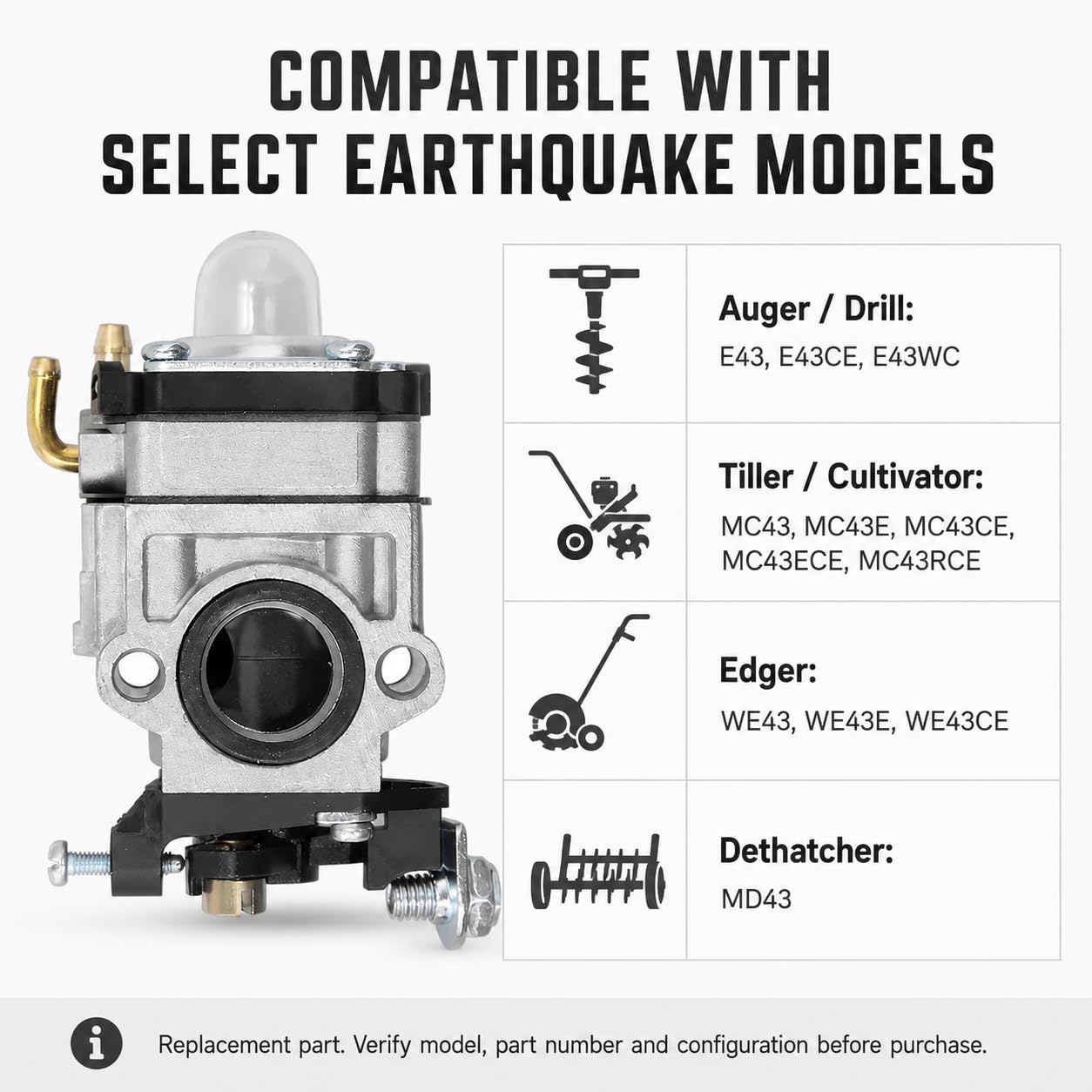 Amazon.com: Anxingo 300486 43CC Carburetor For Earthquake Auger