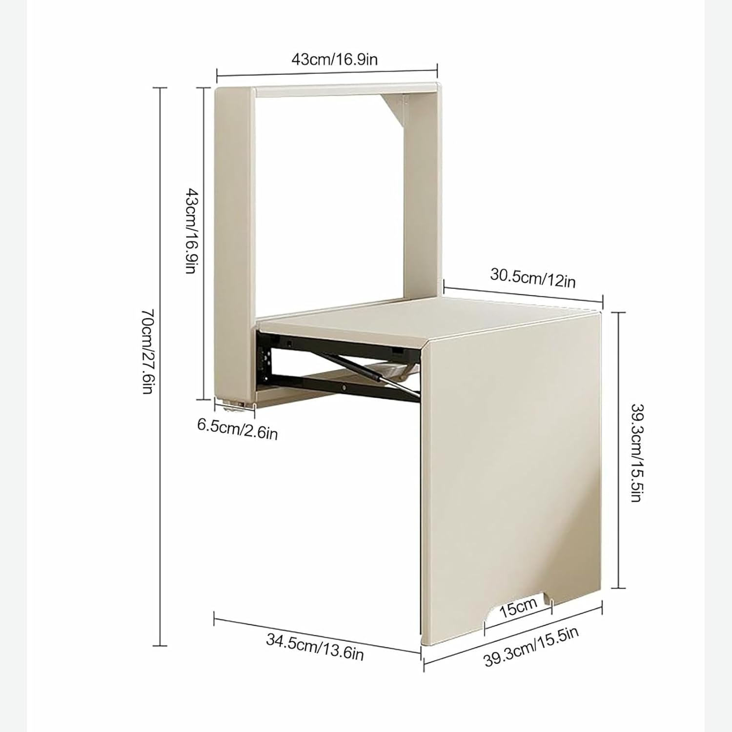 Foldable Wall Chair Invisible Shoe-Changing Stool Extra-Wide Seat, Wall Mounted Folding Chair Easy to Fold(White)