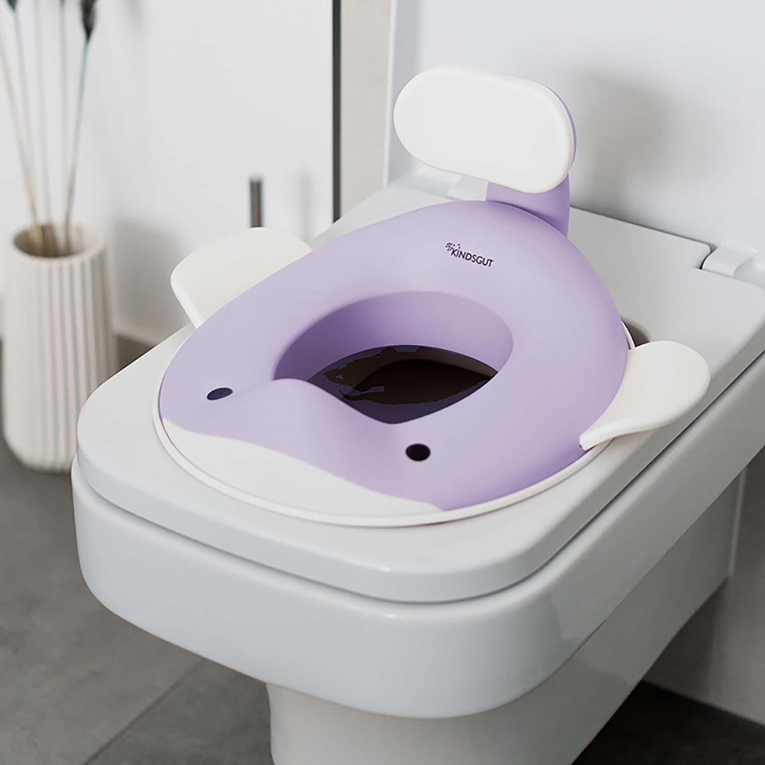 Kindsgut Réducteur de toilette baleine pour enfants, conception de baleine adaptée aux enfants, dans des couleurs subtiles et modernes, adapté aux enfants, lilas