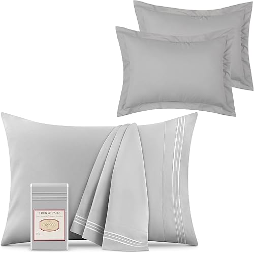 Miniatura 1 de Mellanni 2 fundas de almohada + 2 fundas de almohada Bundle&Save - Ropa de cama de lujo de hotel - El paquete incluye 2 fundas de almohada tamaño