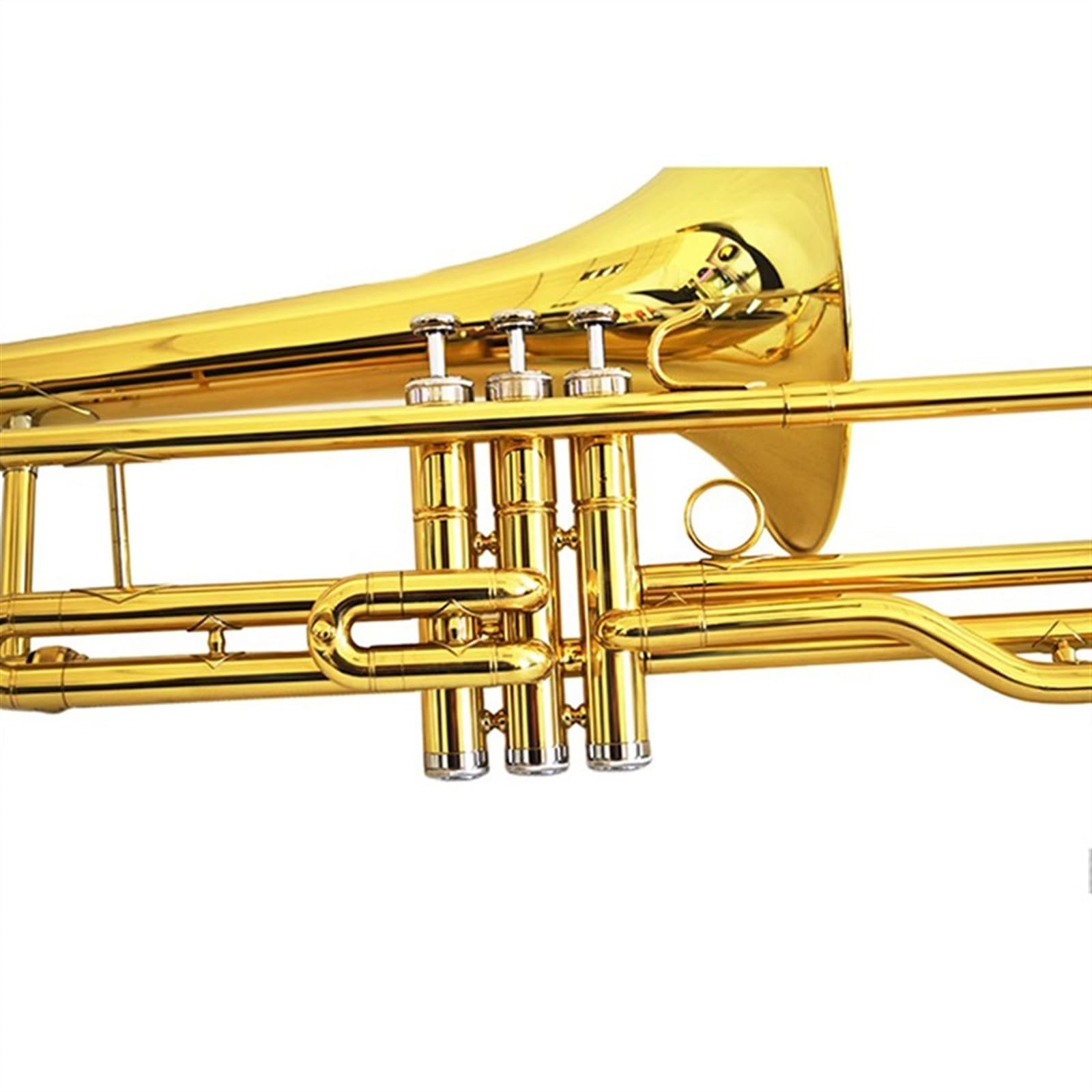 Trombone À Touches Verticales En Laiton Laqué Or, Trombone À Trois Pistons Avec Boîte De Rangement Et Accessoires Trombon e pour Débutants