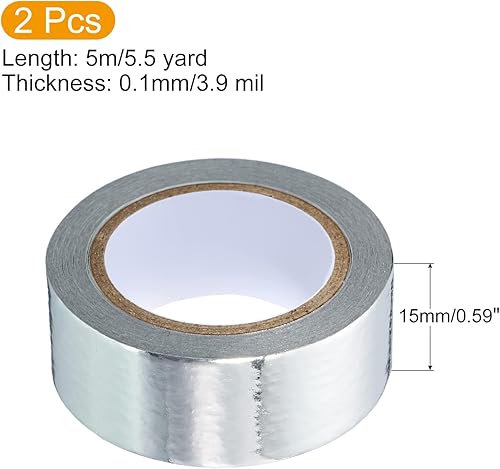 Miniatura 2 de PATIKIL Cinta Washi metálica de 0.591 in x 16.4 ft, 2 rollos de adhesivo autoadhesivo para decoración de manualidades, color plateado