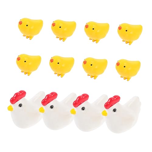 12pcs Garden Chick Décor Set Educational Hen Figurines for Micro