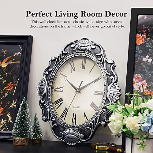 Ayrely® 14 Inch Oval Rustic Wall Clock, Wall Clocks Battery Operated, Country Style Silent Non Ticking Clock, Decorative For Kitchen, Home, Living Room, Farmhouse, Bedrooms #TOP2