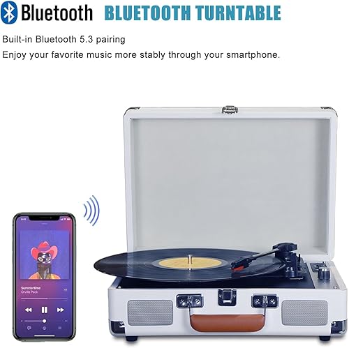 Miniatura 4 de Reproductor de discos de vinilo con altavoces estéreo incorporados, tocadiscos inalámbricos para discos de vinilo, todo en uno, LP portátil de 3
