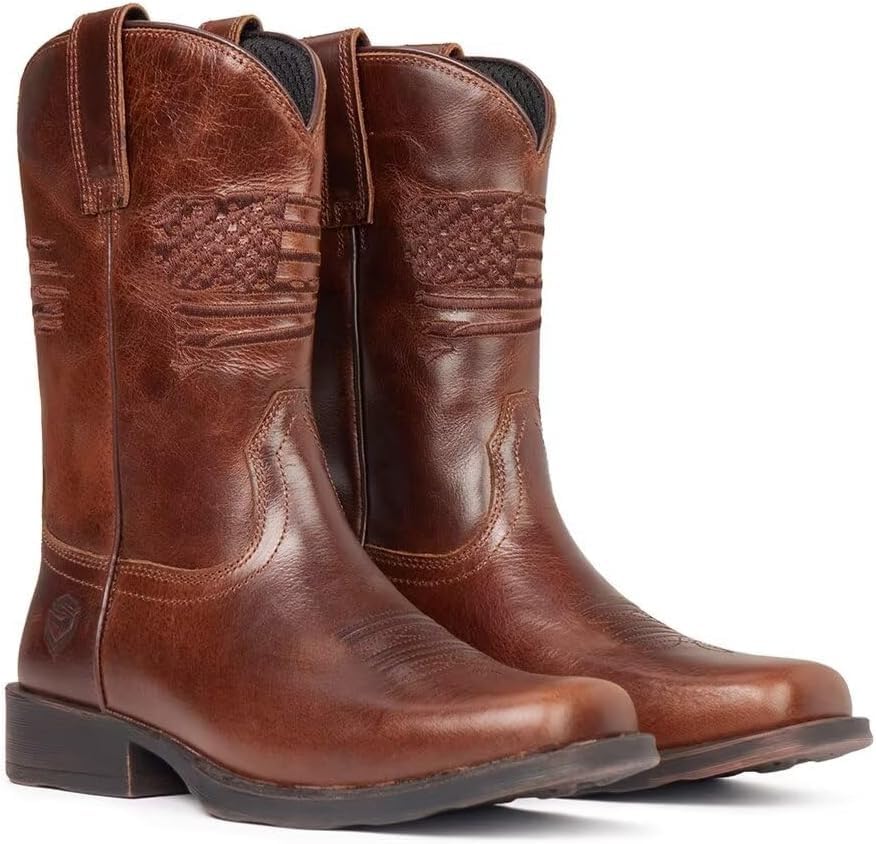 Image of SUREWAY Men's 10 inch Western Cowboy Work Boots for Men Square Toe,Premium Full Grain Leather,GoodyearWelted,Superior Oil /Slip /Water Resistant