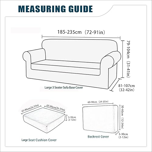 Miniatura 4 de 7 fundas de terciopelo elástico para sofá, para 1 funda de base, funda para sofá de 3 cojines y 3 fundas de respaldo, para muebles de sala (beige,