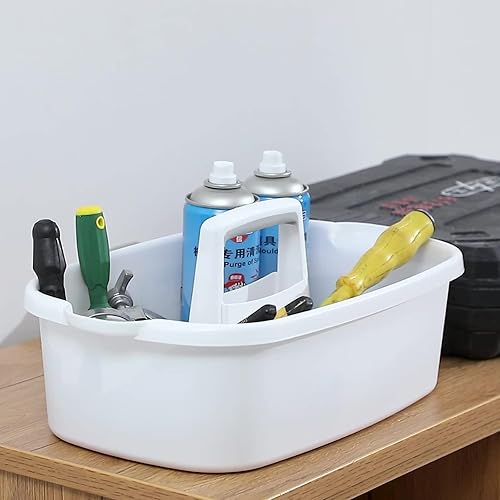 Miniatura 9 de JiatuA Organizador grande de suministros de limpieza con asa, cesta portátil de ducha, cubo de plástico, almacenamiento de herramientas para baño,