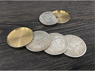 blue-ther Magic Candlelight Coins Set(1 Flipper Coin+1 expanded Shell+ 3 Morgan Dollars) Magia Tricks Coin Gimmick