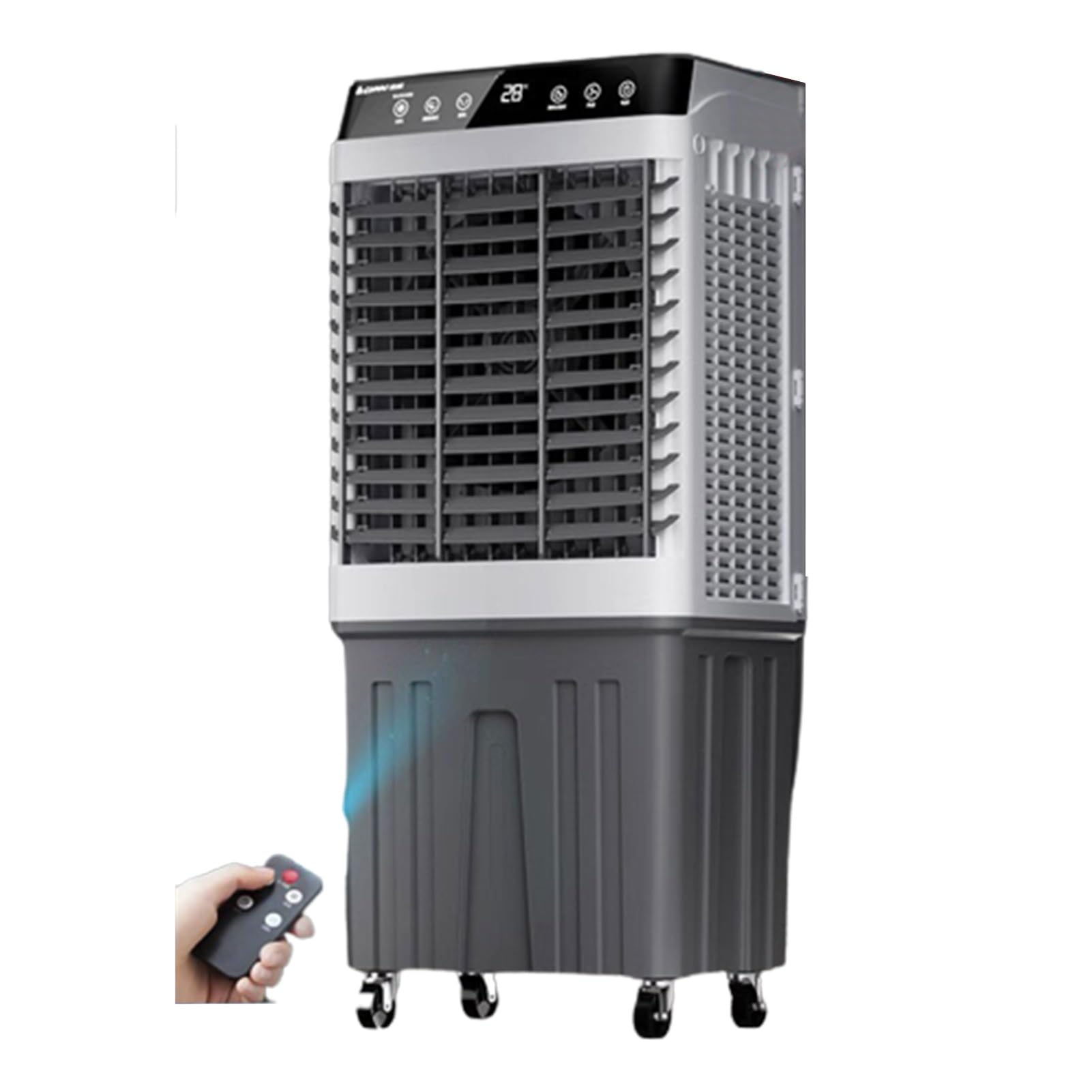 LIPJIA Air Cooler,Evaporative Air Cooler Fan, Mobile AC with 3 Wind Speeds & Oscillation, 24H Timer, 30-100L Capacity for Home Office School, with Casters