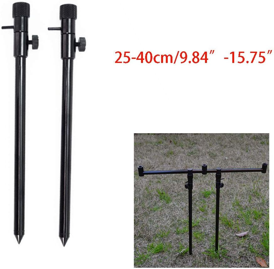 2Pcs Carp Fishing Bank Sticks, Fishing Rod Support Telescopic Adjustable 25cm to 40cm for Fishing, Black - Image 3