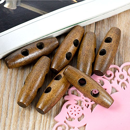 60Pcs Natural Horn Shape 2 Hole Scrapbooking Sewing Toggle Wood Buttons Brown Olive Buckle Craft Diy Accessory #TOP6