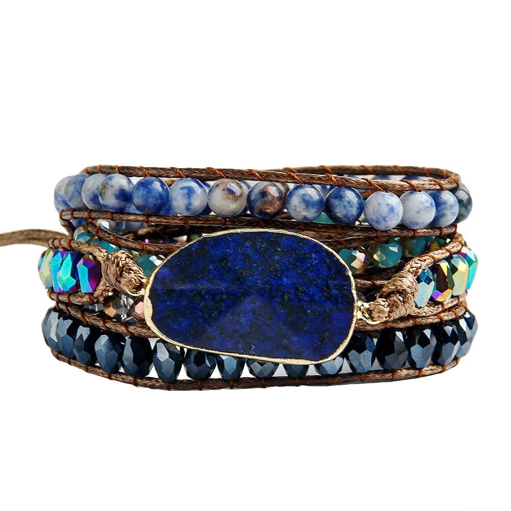 Boho Stone Wrap Bracelet for Women,Turquoise Beaded Bracelet Jewelry Gift
