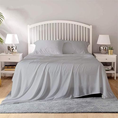 Miniatura 2 de 100% algodón orgánico, certificado GOTS, algodón de 800 hilos, algodón, 4 piezas, cabeza dividida, 33.1 in, gris claro, se adapta a un bolsillo de