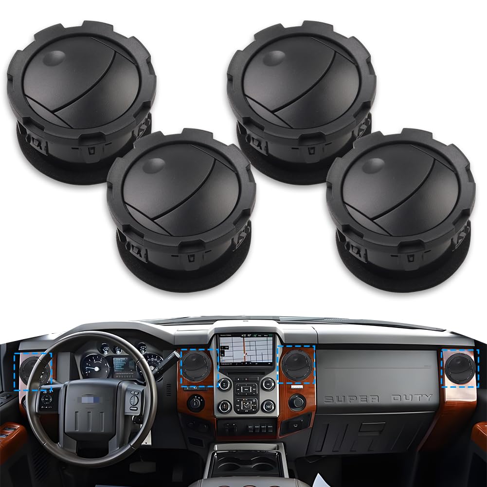 4PCS Dashboard Air Conditioning AC Heater Vent for Fo-rd F250 F350 F450 F550 Super Duty 2011 2012 2013 2014 2015 2016 Dashboard Air Interior Set（Black）