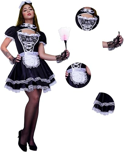 Miniatura 3 de Disfraz de sirvienta para mujer, disfraz de sirvienta con delantal de cosplay para Halloween