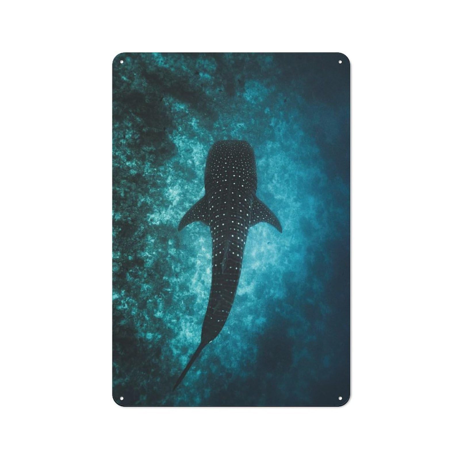 Junmoney Style-3 Retro Metal Wall Sign 30X20cm Featuring Silhouette Of A Whale For Garage Wall, For Garage, Workshop And Man Cave Decoration