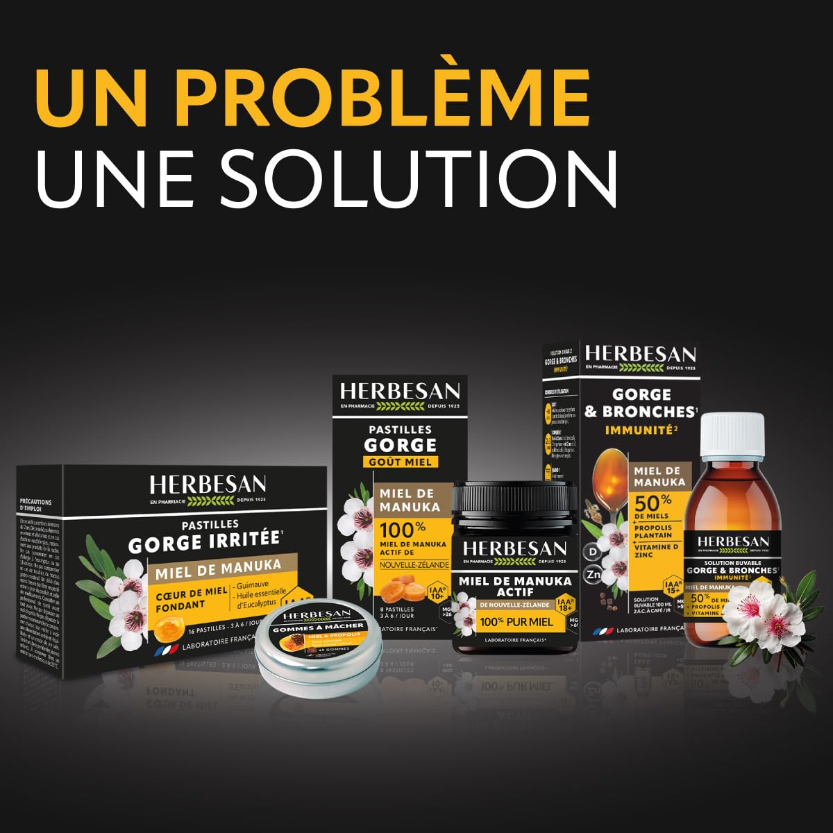 HERBESAN®- MIEL DE MANUKA ACTIF - IAA18+ (MGO696+)- Origine Nouvelle-Zélande garantie - 100% miel de manuka - Pot de 250G