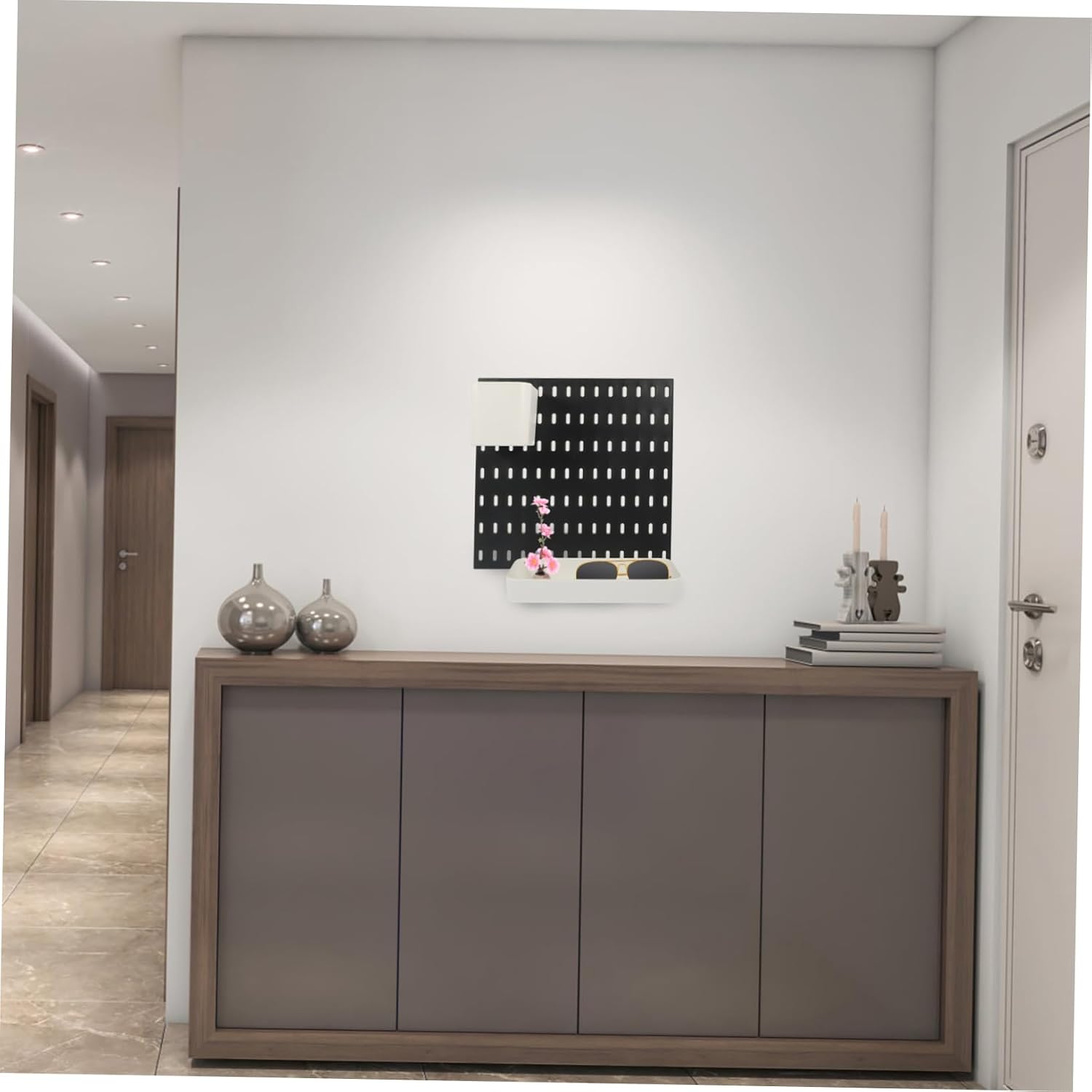 Zerodeko 1set Pegboard Organizer Storage Bins Easy to Install Wall-Mounted Shelf for Kitchen Bathroom and Craft Room No Punching Required Space-Saving Design