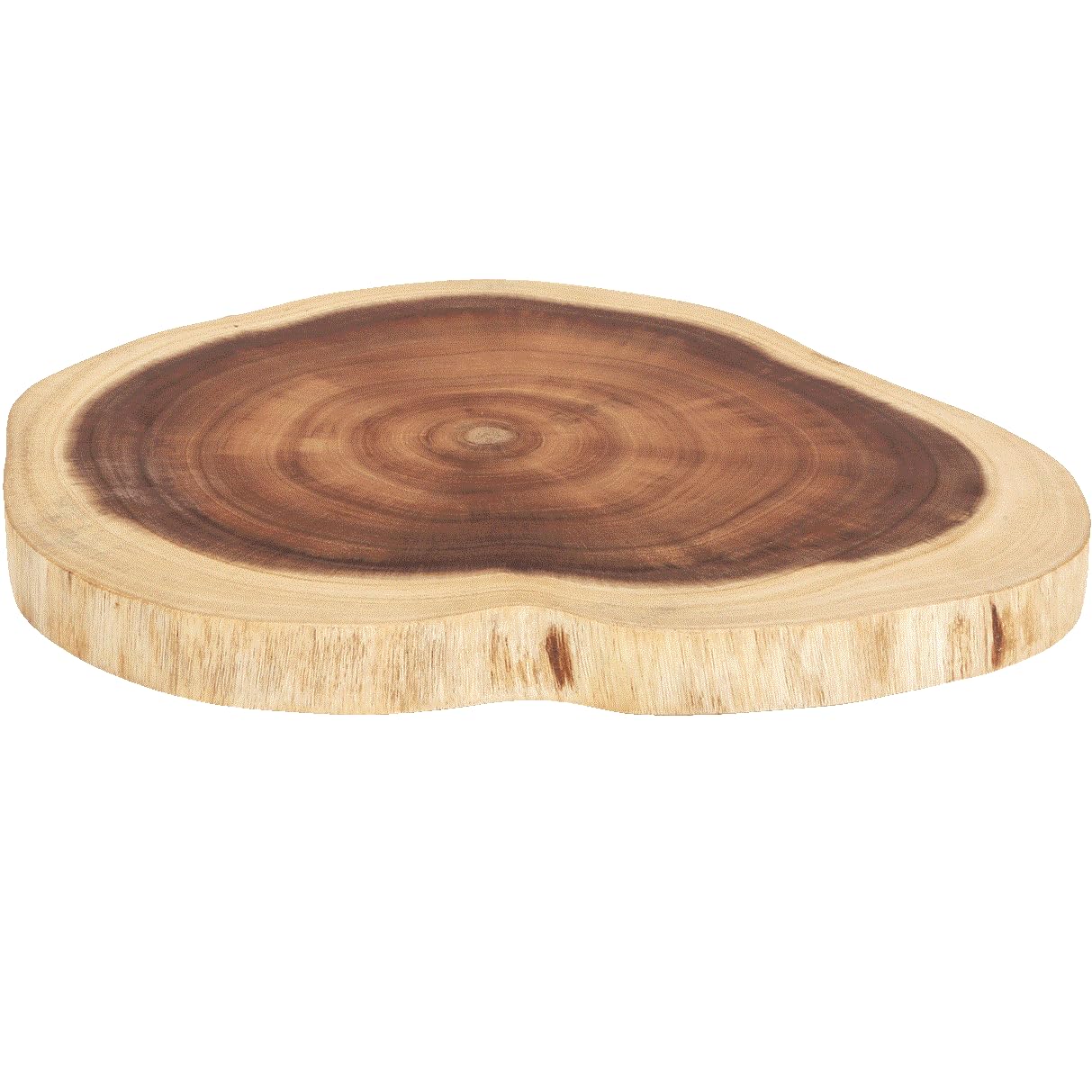 GoCraft Oval Wooden Serving Platter With Tree Bark On Edges | Mango Wood Serve Board