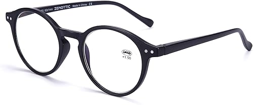 Zenottic - Lentes redondos con diseño de bloqueo de luz azul para lectura para hombres y mujeres