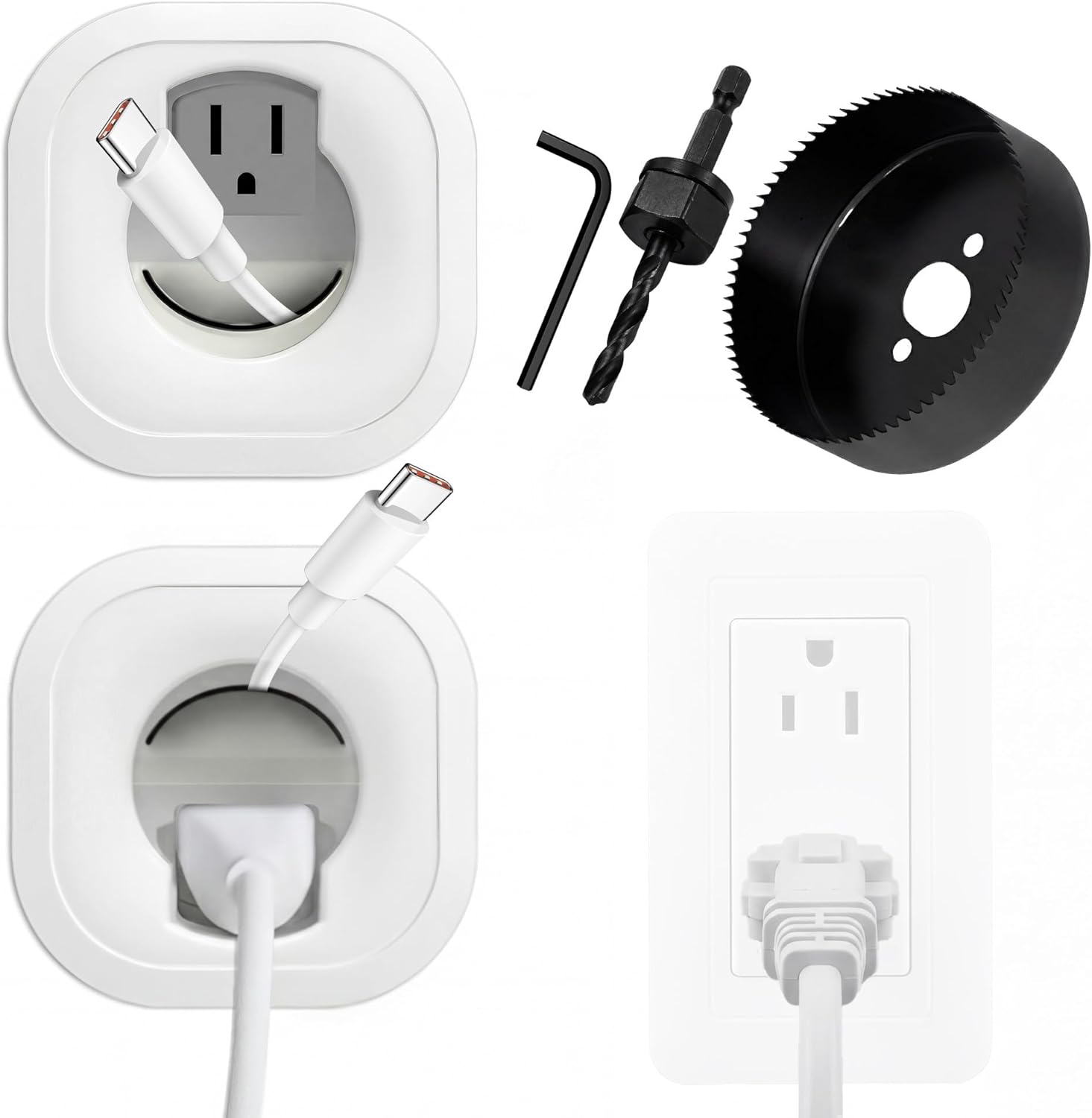 in Wall Cable Management Kit, TV Cord Hider for Wall Mounted TV, Wall Wire Hider with 6’ Extension Cord, Power & Low Voltage Cable Management for Home Theater HDMI Cable, w/Hole Saw & Drill Bit