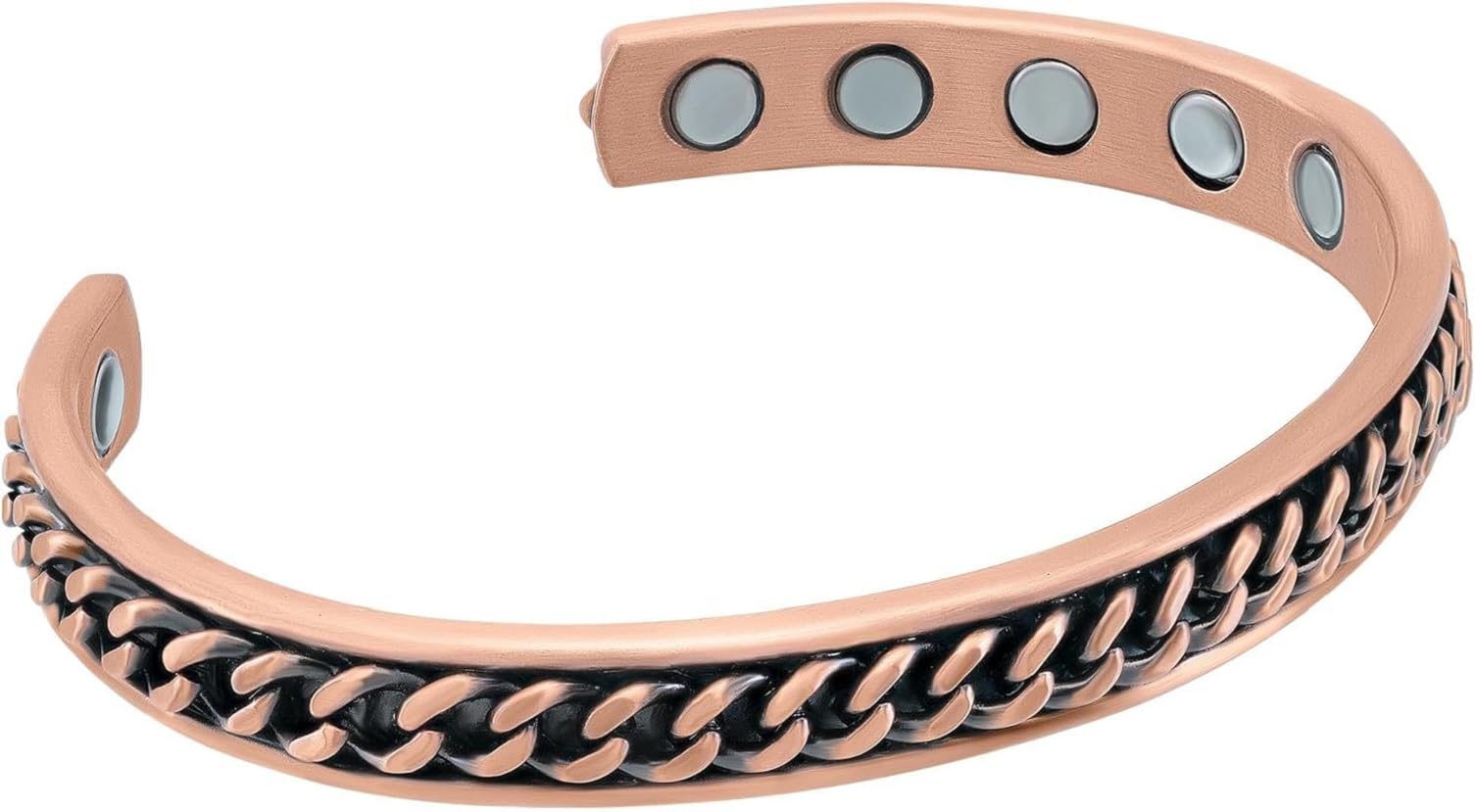 MagnetRX® Pulsera magnética – Brazalete de cobre puro eficaz para hombres y mujeres – Ajustable con incrustación de cadena