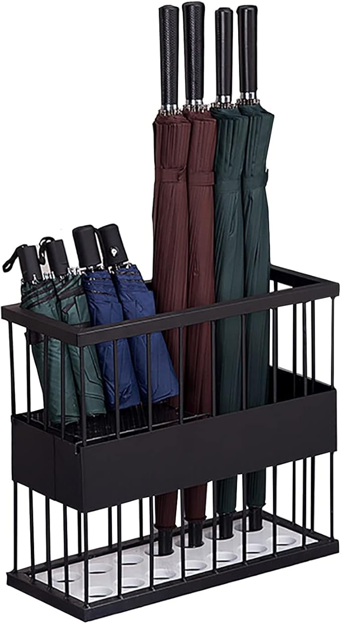 Muebles Paragüeros Free Standing Metálico Paraguero Titular,rectangular Paraguas Rack Estante Rígida Almacenaje Del Paraguas Contenedor Organizador Con Bandeja Goteo Y Hook Para Hogar Oficina Hotel-brown vemax.es