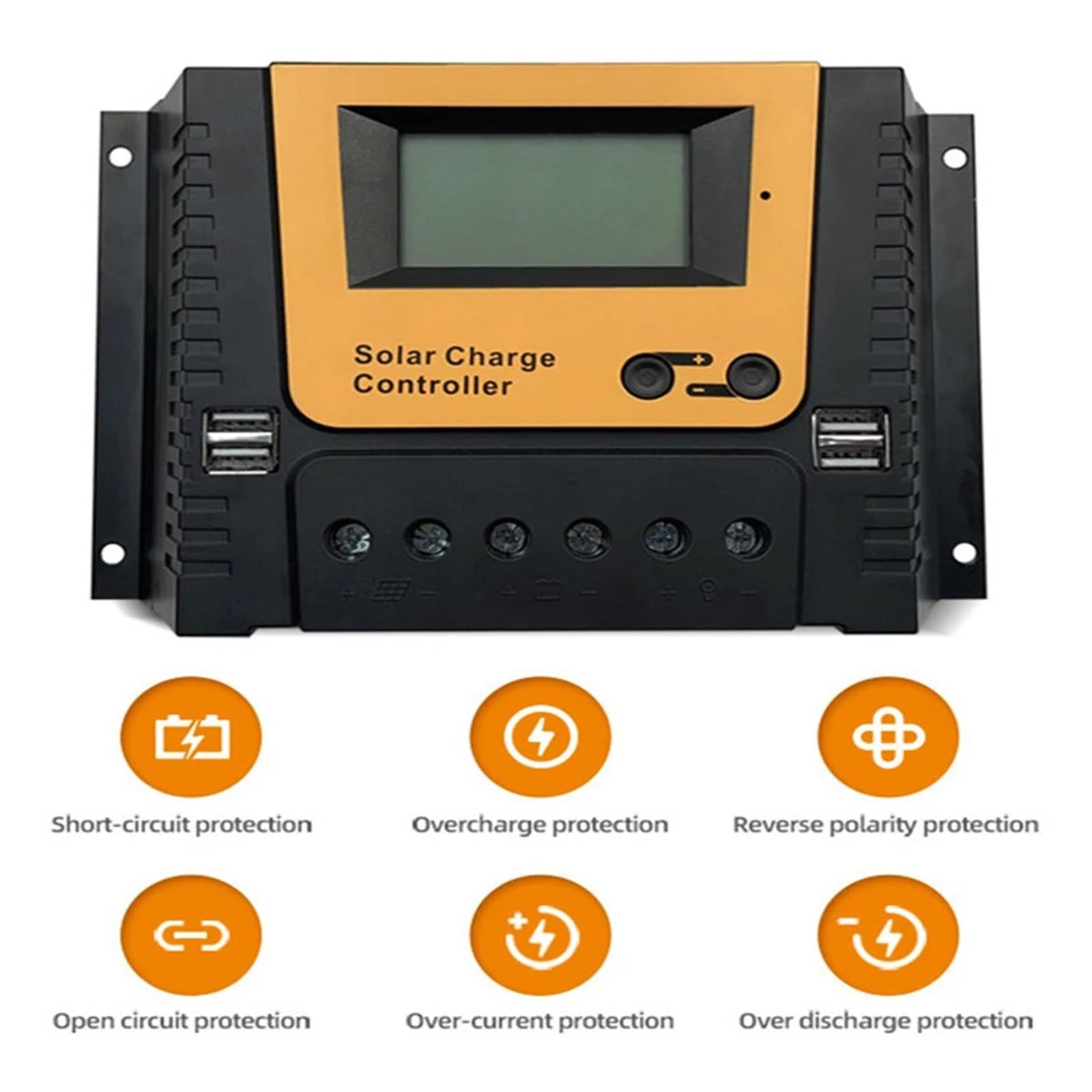 Regolatore di Carica Pannello Solare, Regolatore di Carica Solare PWM for regolatore di Pannello Solare Batteria al Litio 12/24/36 / 48v con Display retroilluminato Temperatura(30A)
