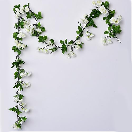 Miniatura 2 de Flores artificiales de 60 cabezas, guirnalda de vid de rosas, plantas artificiales para bodas, hogar, fiesta, jardín, manualidades, decoración