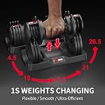 EnterSports 22LBS/26.5LBS/40LBS/44LBS/60LBS/88LBS Adjustable Dumbbell Set Quick Adjustment Space-saving Dumbbells with Non-Slip Handle Adjustable Weight, Convertible Dumbbell Weights Suitable for Women Men Home Office Gym Body Strength Training