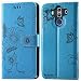Produktbild kazineer Huawei Mate 10 Pro Hülle, Leder Tasche Handyhülle für Huawei Mate 10 Pro Schutzhülle Brieftasche Etui Case - Türkis blau