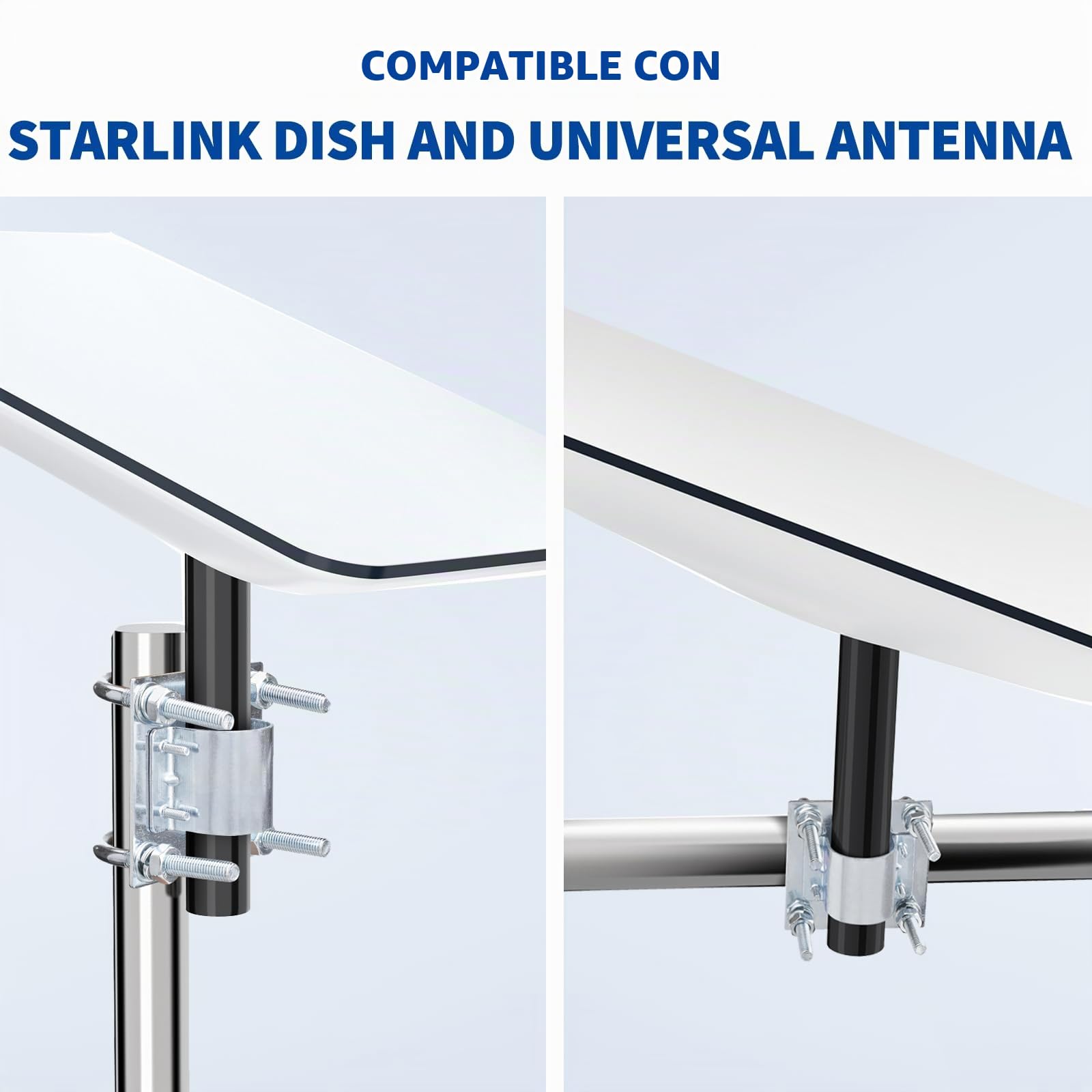 Bingfu Adaptador de Tubo para Antena Starlink Kit de Soporte de Abrazadera con Perno en U Resistente para Antena Parabólica de TV al aire Libre / Lora / Mástil WiFi / Juego de Montaje Universal | Soporte de Tubos para Antena Externa LoRa / Miner Helium /